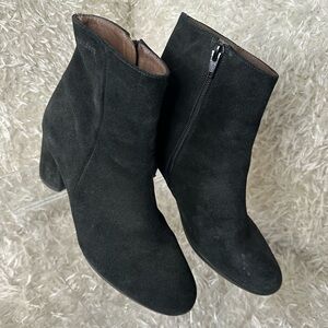 Wonders Black Suede Heeled Ankle Booties Women’s Size 8